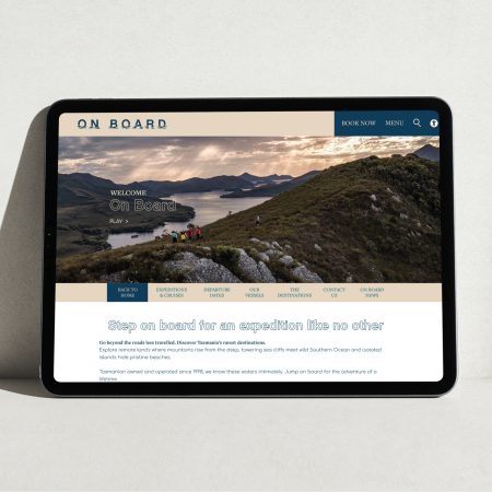 A iPad showing the new homepage layout